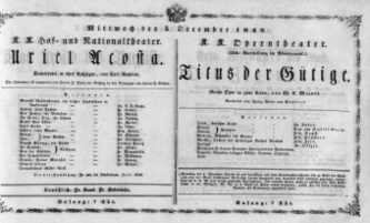 Theaterzettel (Oper und Burgtheater in Wien) 18491205 Seite: 1