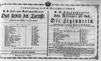 Theaterzettel (Oper und Burgtheater in Wien) 18491206 Seite: 1