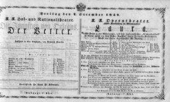 Theaterzettel (Oper und Burgtheater in Wien) 18491207 Seite: 1