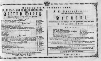 Theaterzettel (Oper und Burgtheater in Wien) 18491209 Seite: 1