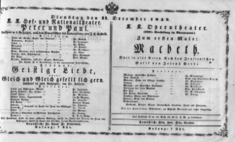 Theaterzettel (Oper und Burgtheater in Wien) 18491211 Seite: 1