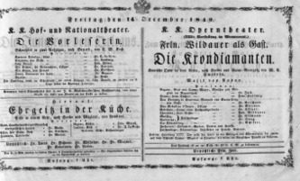 Theaterzettel (Oper und Burgtheater in Wien) 18491214 Seite: 1