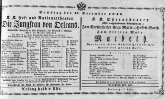 Theaterzettel (Oper und Burgtheater in Wien) 18491215 Seite: 1