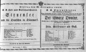 Theaterzettel (Oper und Burgtheater in Wien) 18491228 Seite: 1