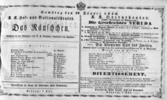 Theaterzettel (Oper und Burgtheater in Wien) 18500119 Seite: 1