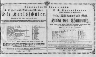 Theaterzettel (Oper und Burgtheater in Wien) 18500120 Seite: 2