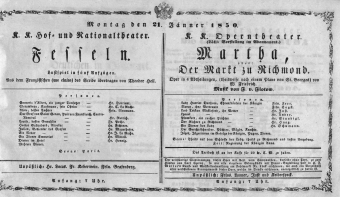 Theaterzettel (Oper und Burgtheater in Wien) 18500121 Seite: 2