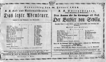 Theaterzettel (Oper und Burgtheater in Wien) 18500124 Seite: 2