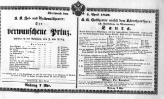 Theaterzettel (Oper und Burgtheater in Wien) 18500403 Seite: 1