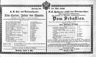Theaterzettel (Oper und Burgtheater in Wien) 18500517 Seite: 1