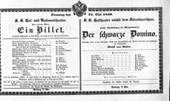 Theaterzettel (Oper und Burgtheater in Wien) 18500521 Seite: 1
