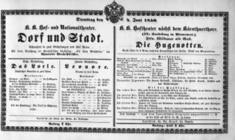Theaterzettel (Oper und Burgtheater in Wien) 18500604 Seite: 1