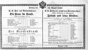 Theaterzettel (Oper und Burgtheater in Wien) 18500816 Seite: 1