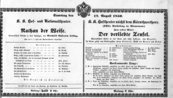 Theaterzettel (Oper und Burgtheater in Wien) 18500817 Seite: 1