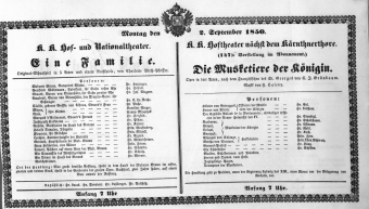 Theaterzettel (Oper und Burgtheater in Wien) 18500902 Seite: 1