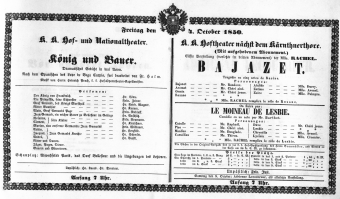 Theaterzettel (Oper und Burgtheater in Wien) 18501004 Seite: 1
