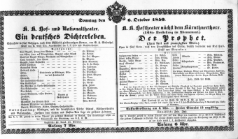 Theaterzettel (Oper und Burgtheater in Wien) 18501006 Seite: 1