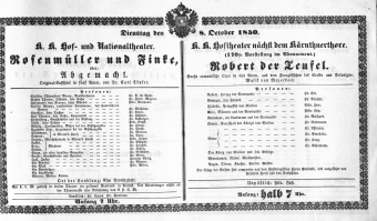 Theaterzettel (Oper und Burgtheater in Wien) 18501008 Seite: 1