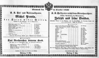 Theaterzettel (Oper und Burgtheater in Wien) 18501009 Seite: 1