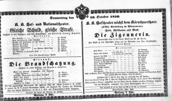 Theaterzettel (Oper und Burgtheater in Wien) 18501010 Seite: 1