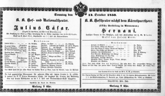 Theaterzettel (Oper und Burgtheater in Wien) 18501013 Seite: 1