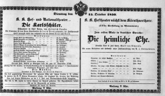 Theaterzettel (Oper und Burgtheater in Wien) 18501015 Seite: 1