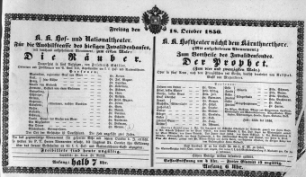 Theaterzettel (Oper und Burgtheater in Wien) 18501018 Seite: 1