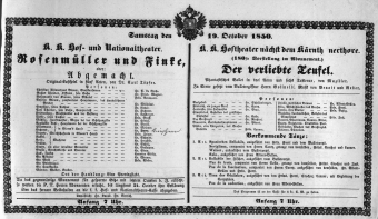 Theaterzettel (Oper und Burgtheater in Wien) 18501019 Seite: 1