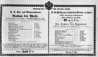 Theaterzettel (Oper und Burgtheater in Wien) 18501020 Seite: 1