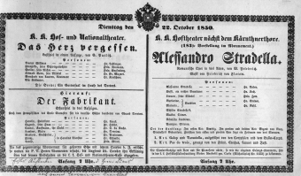 Theaterzettel (Oper und Burgtheater in Wien) 18501022 Seite: 1