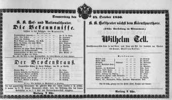 Theaterzettel (Oper und Burgtheater in Wien) 18501024 Seite: 1