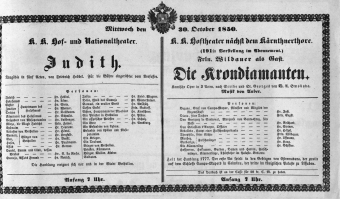 Theaterzettel (Oper und Burgtheater in Wien) 18501030 Seite: 1