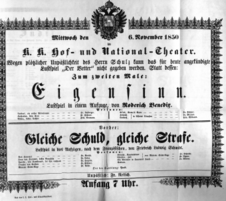 Theaterzettel (Oper und Burgtheater in Wien) 18501106 Seite: 3