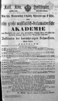 Theaterzettel (Oper und Burgtheater in Wien) 18501115 Seite: 1