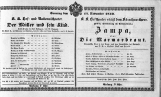 Theaterzettel (Oper und Burgtheater in Wien) 18501117 Seite: 1