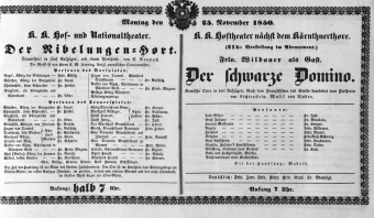 Theaterzettel (Oper und Burgtheater in Wien) 18501125 Seite: 1