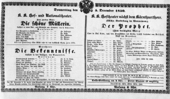 Theaterzettel (Oper und Burgtheater in Wien) 18501205 Seite: 1