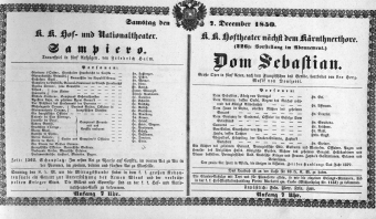 Theaterzettel (Oper und Burgtheater in Wien) 18501207 Seite: 1