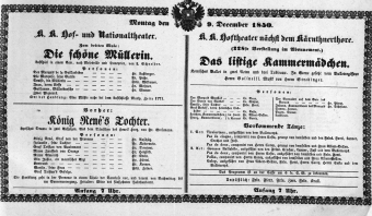 Theaterzettel (Oper und Burgtheater in Wien) 18501209 Seite: 1
