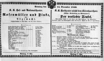 Theaterzettel (Oper und Burgtheater in Wien) 18501215 Seite: 1