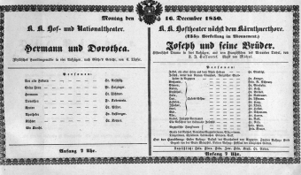 Theaterzettel (Oper und Burgtheater in Wien) 18501216 Seite: 1