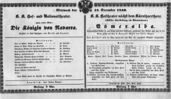 Theaterzettel (Oper und Burgtheater in Wien) 18501218 Seite: 1