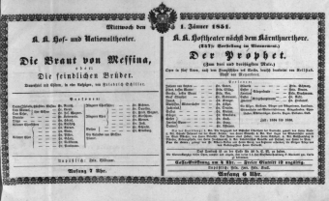 Theaterzettel (Oper und Burgtheater in Wien) 18510101 Seite: 1
