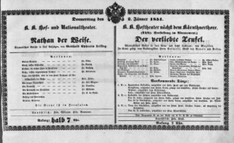 Theaterzettel (Oper und Burgtheater in Wien) 18510102 Seite: 1