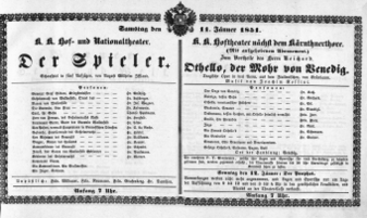Theaterzettel (Oper und Burgtheater in Wien) 18510111 Seite: 1