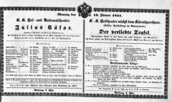 Theaterzettel (Oper und Burgtheater in Wien) 18510113 Seite: 1