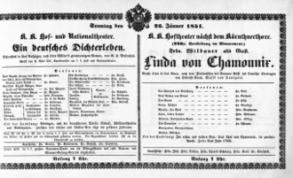 Theaterzettel (Oper und Burgtheater in Wien) 18510126 Seite: 1