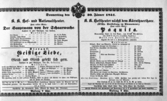 Theaterzettel (Oper und Burgtheater in Wien) 18510130 Seite: 1