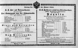 Theaterzettel (Oper und Burgtheater in Wien) 18510131 Seite: 1