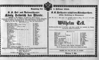 Theaterzettel (Oper und Burgtheater in Wien) 18510201 Seite: 1